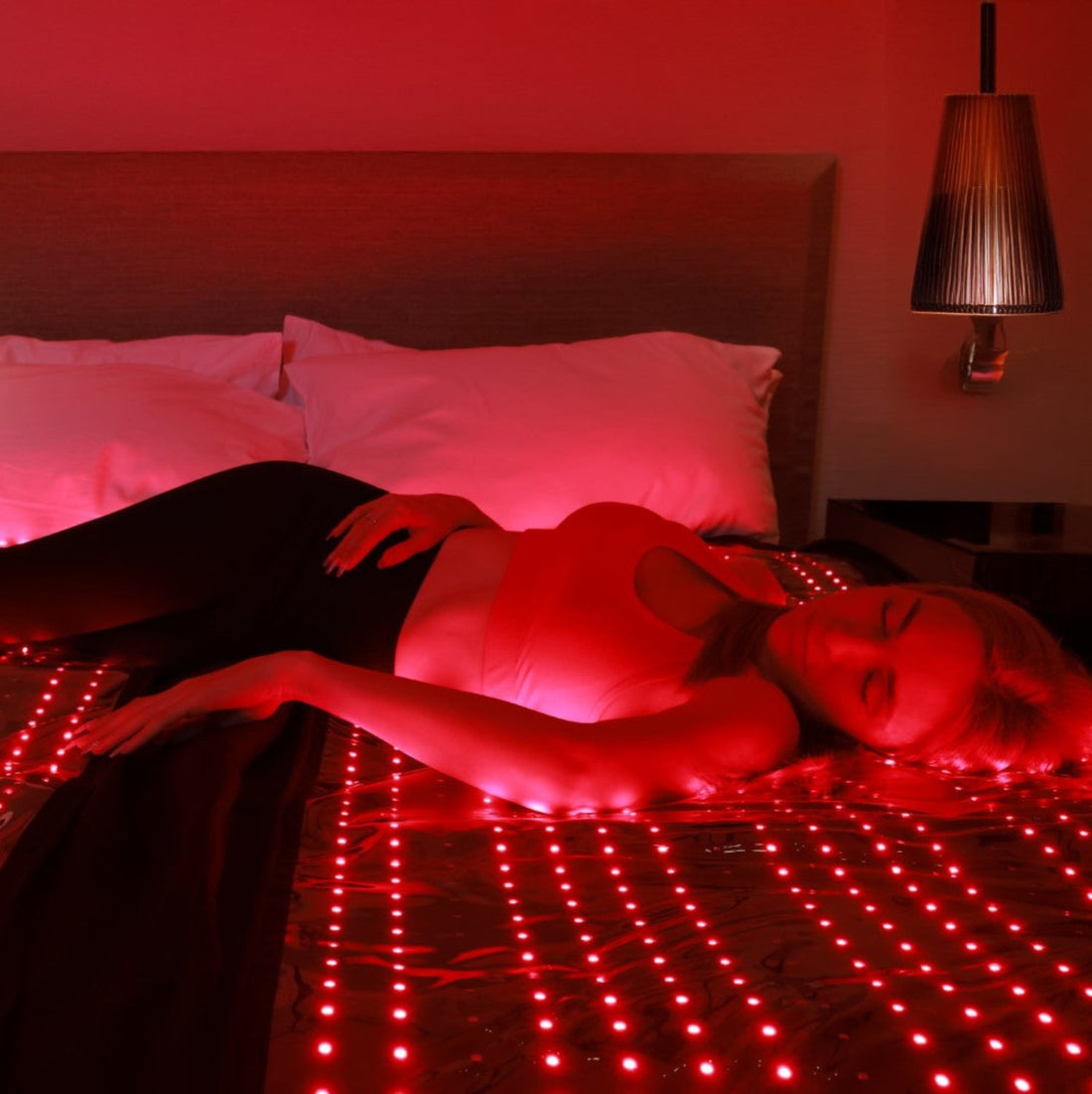 Portable red light therapy bag in action, providing targeted relief for sore muscles and enhancing physical recovery.